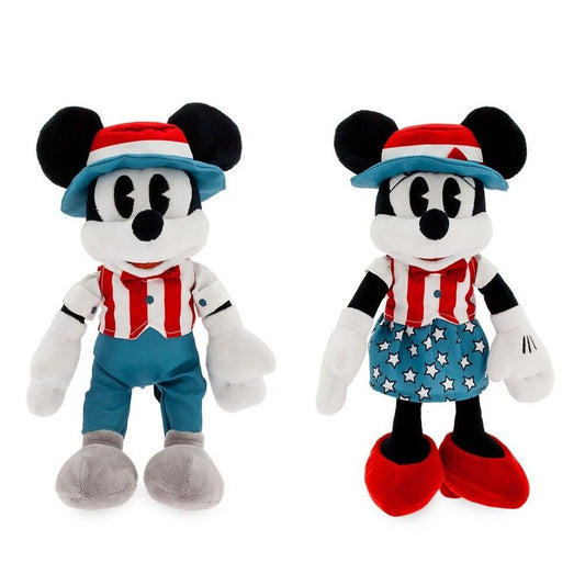 Disney Mickey & Minnie Mouse Americana Plush Toy 2pc Set 11" H