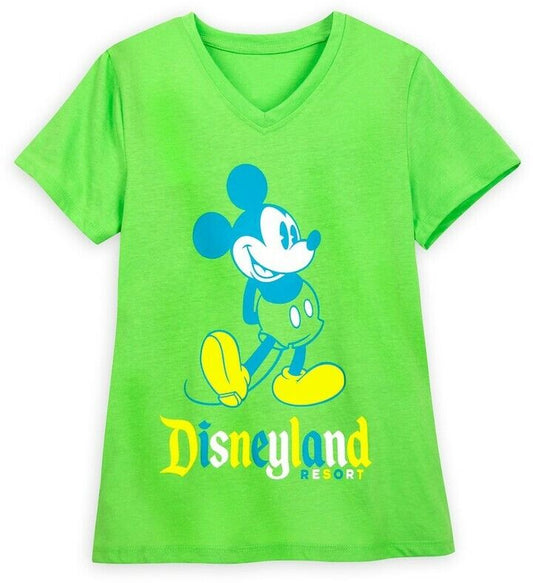 Disney Mickey Mouse Disneyland Resort Neon Lime Womens Classic T Shirt Tee