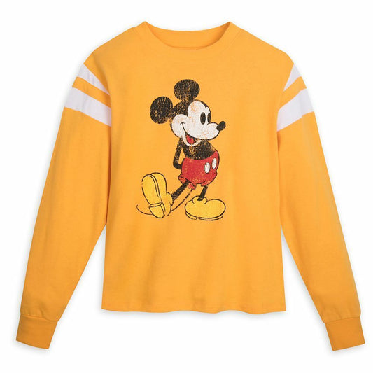 Disney Mickey Mouse Semi-Cropped Pullover Top Longsleeve Shirt for Women - Spirit Jersey
