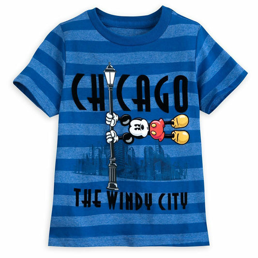 Disney Mickey Mouse Chicago "Windy City" Boys Striped T Shirt Tee