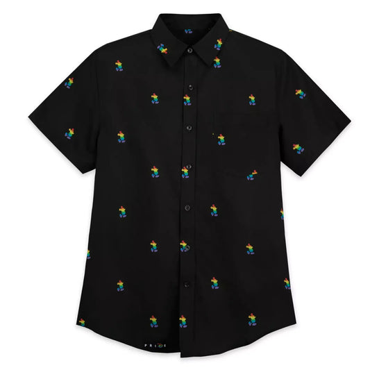Disney Mickey Mouse Button Down Woven Dress Shirt for Adults - Pride Collection