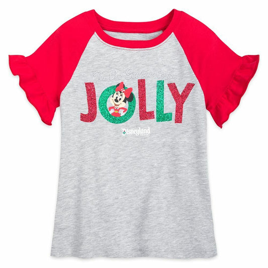 Minnie Mouse Holiday ''Jolly'' Christmas T-Shirt for Girls Disneyland Size Small