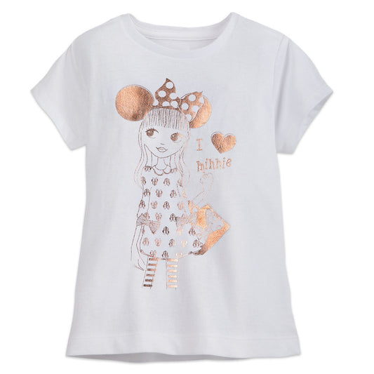 Minnie Mouse Rose Gold Girls T Shirt Tee Size 2/3 Toddler
