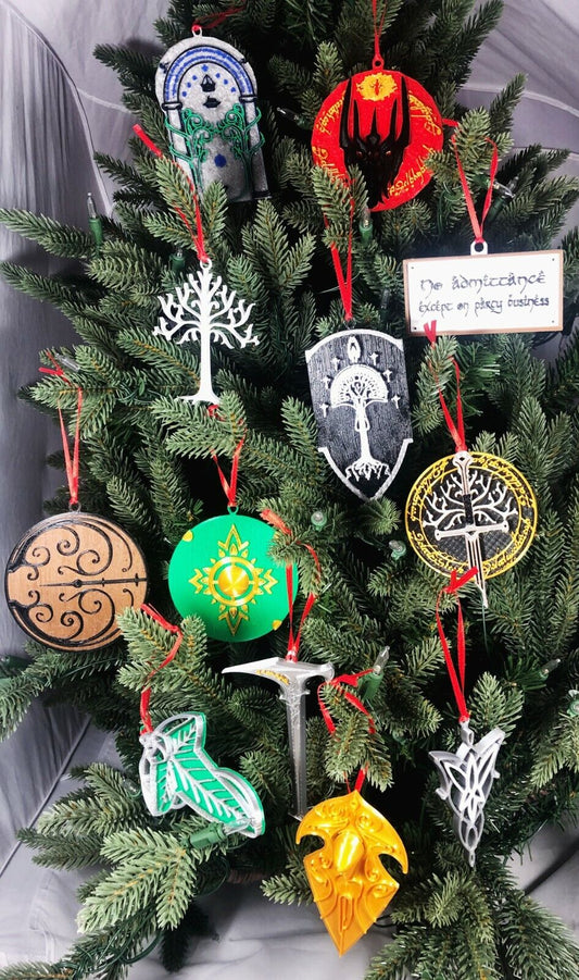 3D Lord of the Rings Inspired Holiday Christmas Ornaments Custom Homemade LOTR
