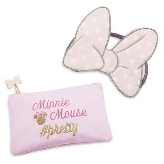 Minnie Mouse Bow Tie Woman's Sleep Mask + Zip Up Carry Case - One Size