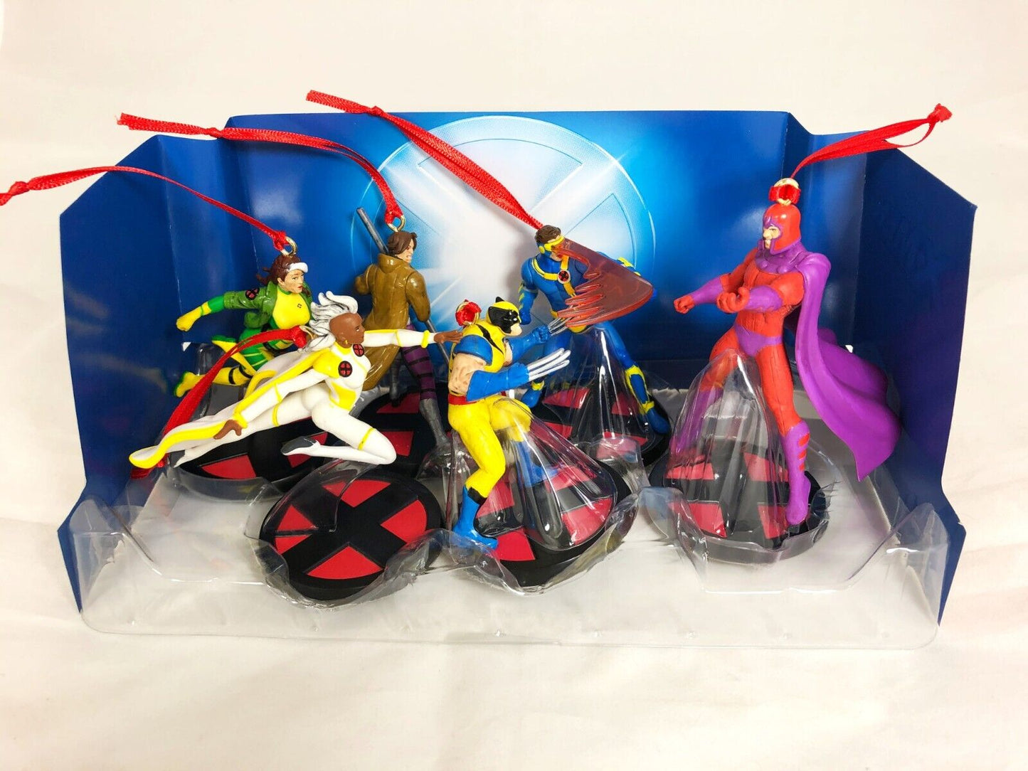 X-Men Custom 6pc Ornaments Figure Set - Wolverine Cyclops Storm Rogue Gambit Magneto