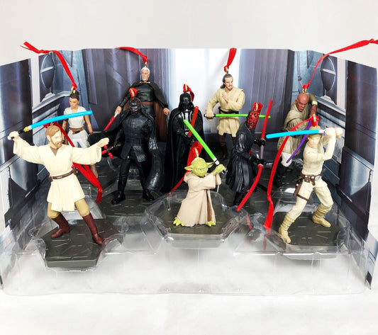 Star Wars Custom 10pc Ornament Set - Obi Wan Maul Vader Luke Yoda Mace Jedi