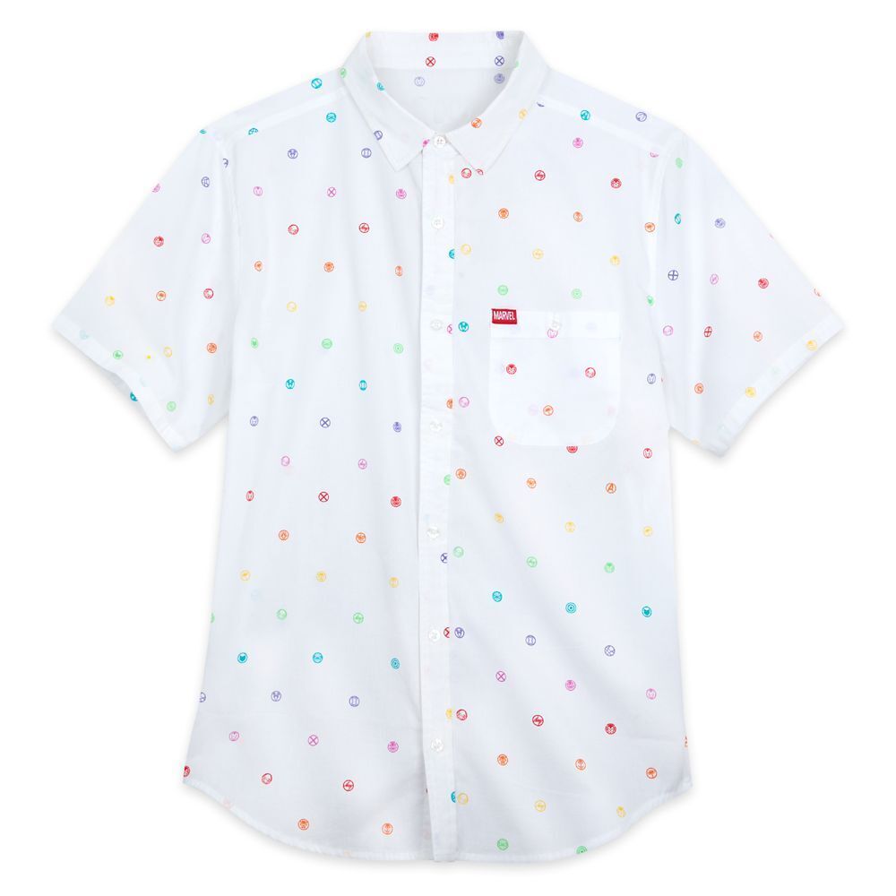 Disney Avengers Marvel Logos Button Down Dress Shirt for Adults - Pride Collection