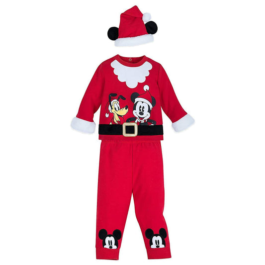 Mickey Mouse & Pluto Santa Suit Baby Pajamas PJ's Outift - Christmas Holiday