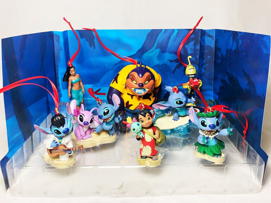 Disney Lilo & Stitch Christmas Ornaments 8pc Figure Set Angel Elvis Jumba Nani