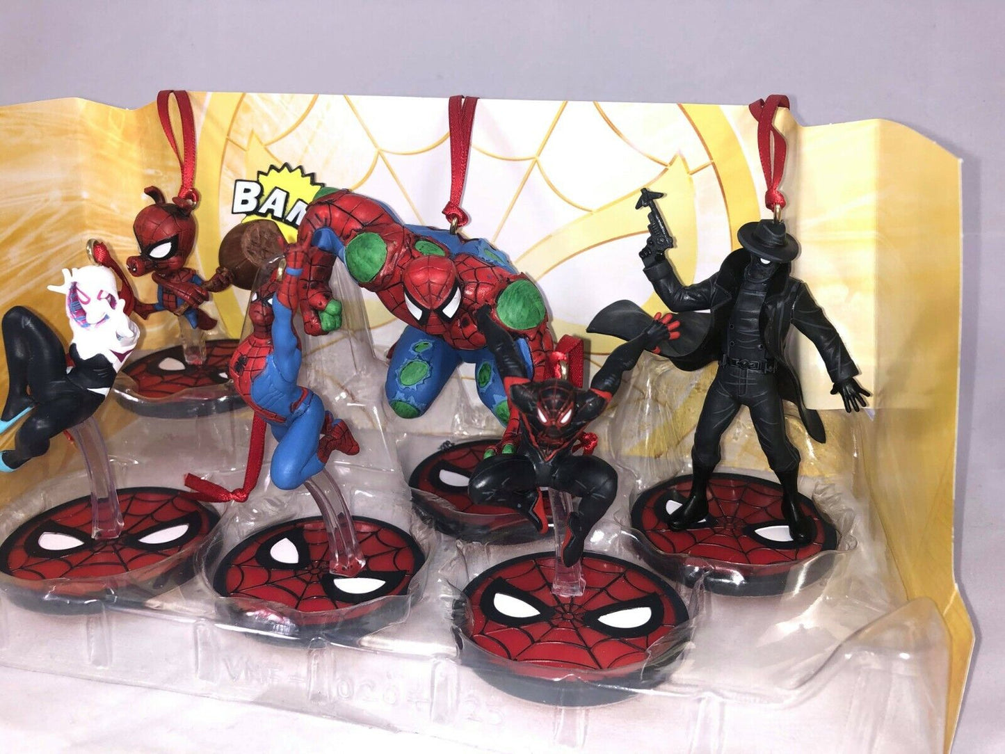 Disney Spiderman Custom Christmas Ornaments Figure 6pc Set Miles Gwen Hulk - Spider Verse