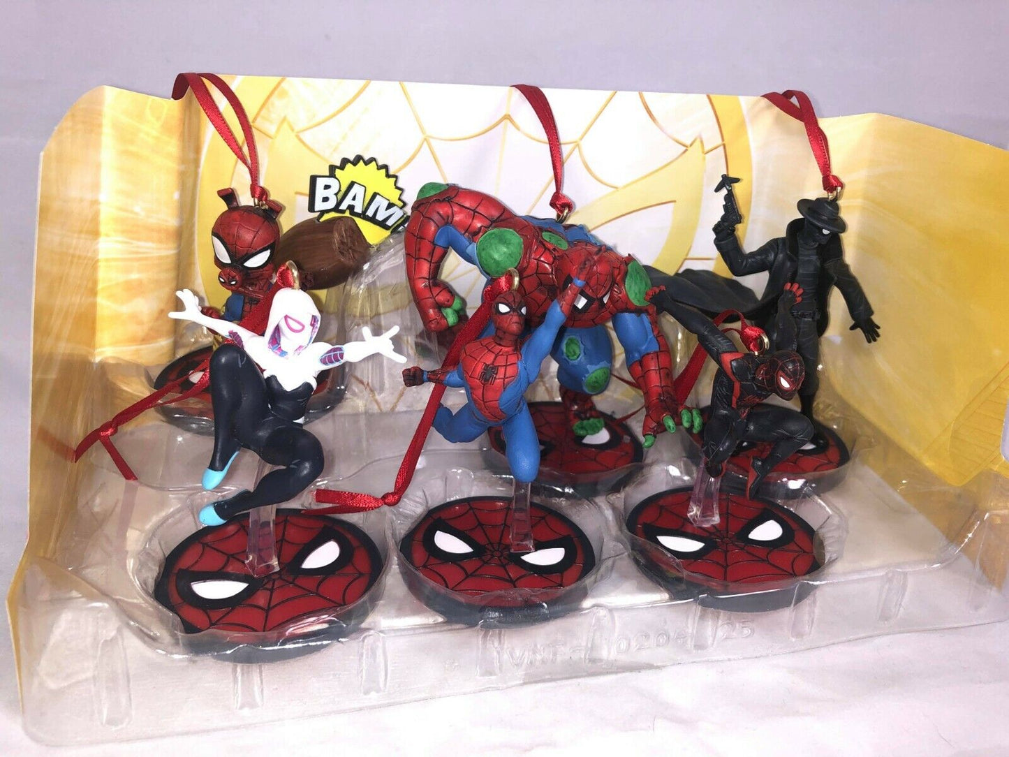 Disney Spiderman Custom Christmas Ornaments Figure 6pc Set Miles Gwen Hulk - Spider Verse