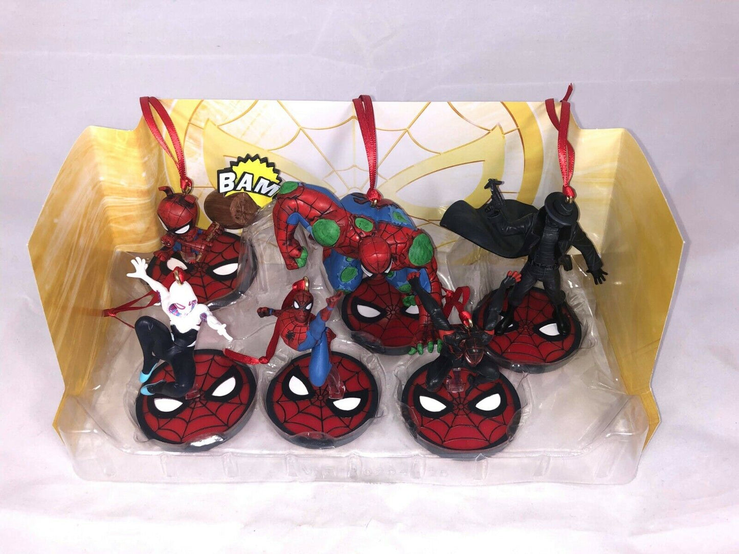 Disney Spiderman Custom Christmas Ornaments Figure 6pc Set Miles Gwen Hulk - Spider Verse