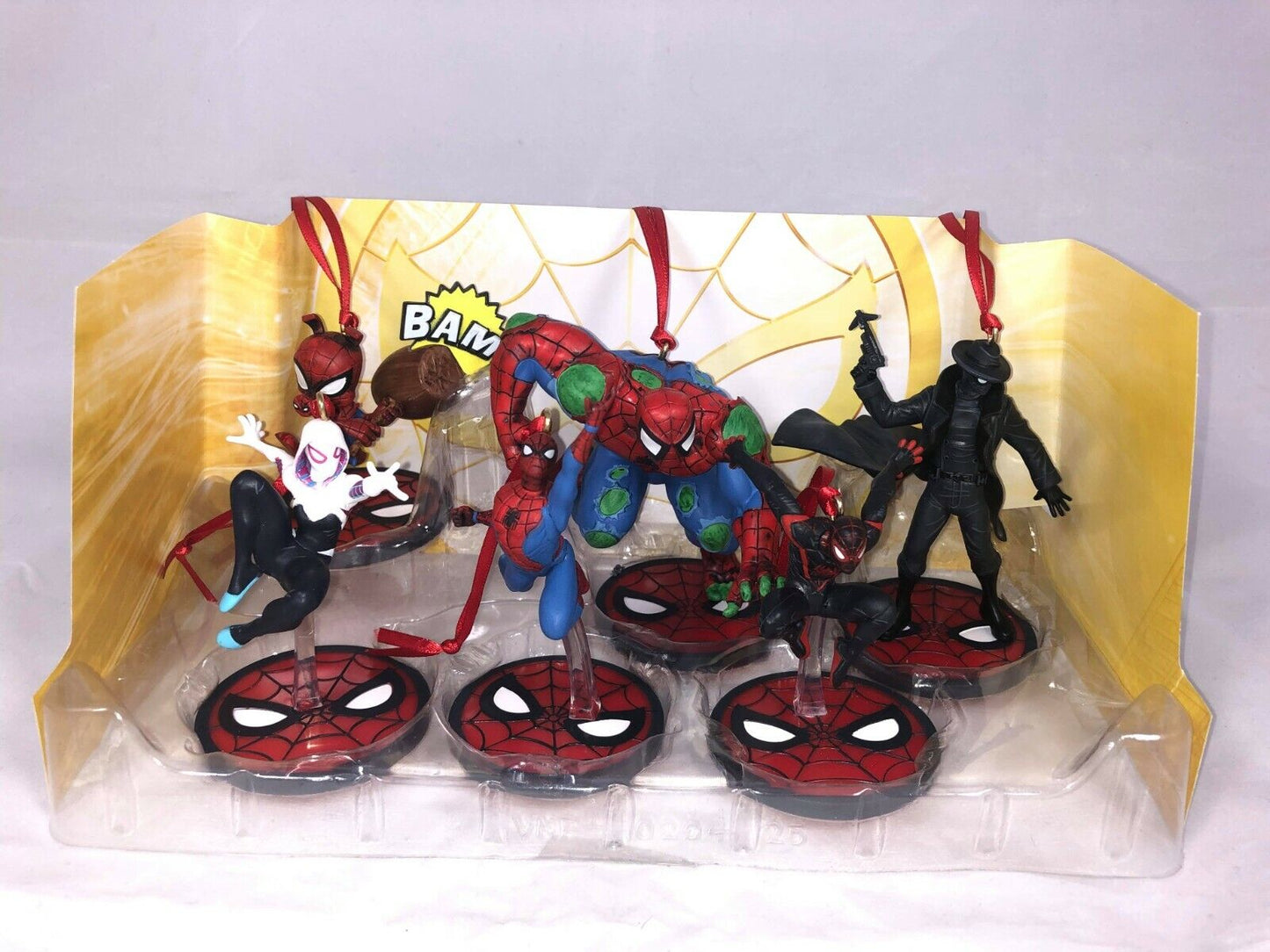 Disney Spiderman Custom Christmas Ornaments Figure 6pc Set Miles Gwen Hulk - Spider Verse