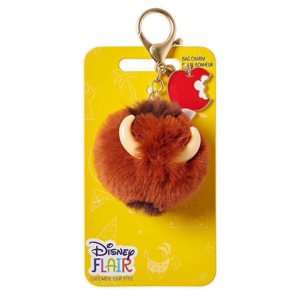 The Lion King - Pumbaa Fuzzy Pom Pom Flair Bag Charm Jewelry Keychain
