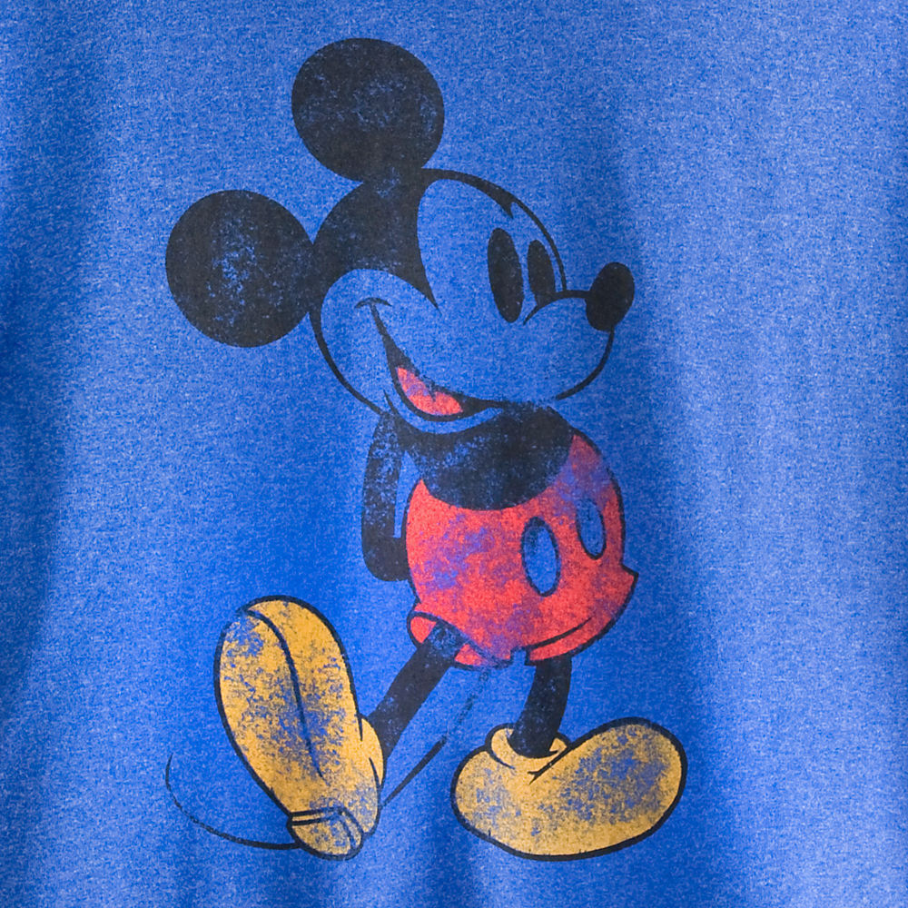 Disney Classic Mens Mickey Mouse Blue Ringer T Shirt Size Small