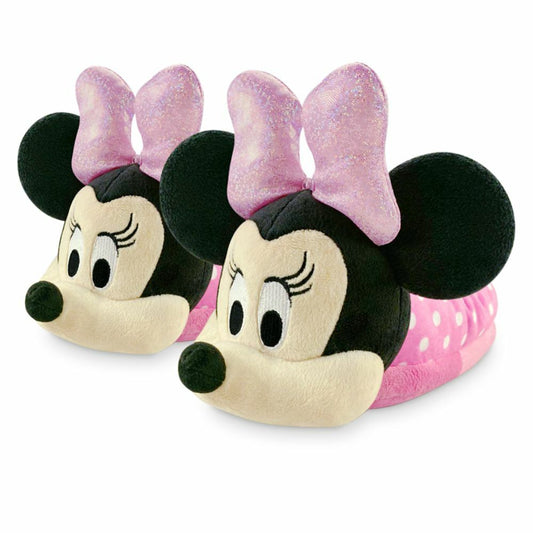 Disney Minnie Mouse Pink Polka Dot Soft Slippers for Kids Size 11/12
