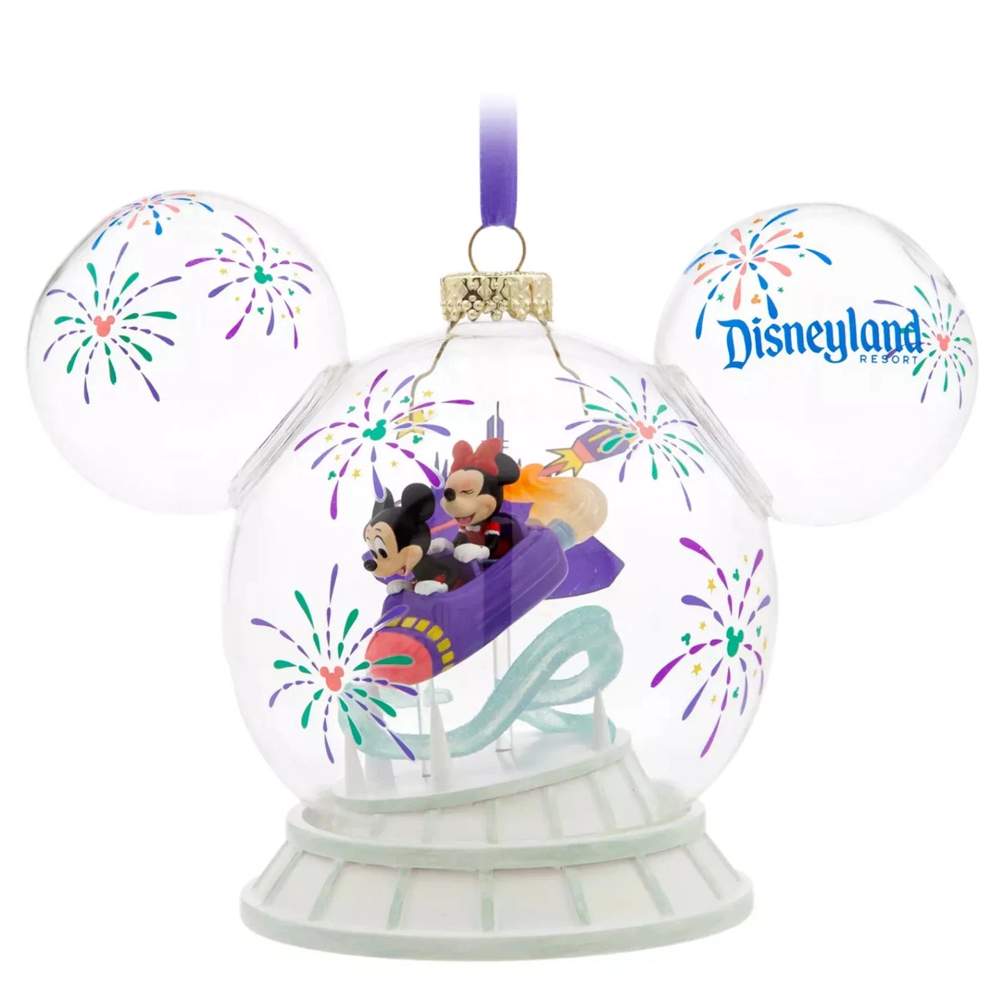 Mickey and Minnie Mouse Icon Glass Ball Ornament – Space Mountain – Disneyland