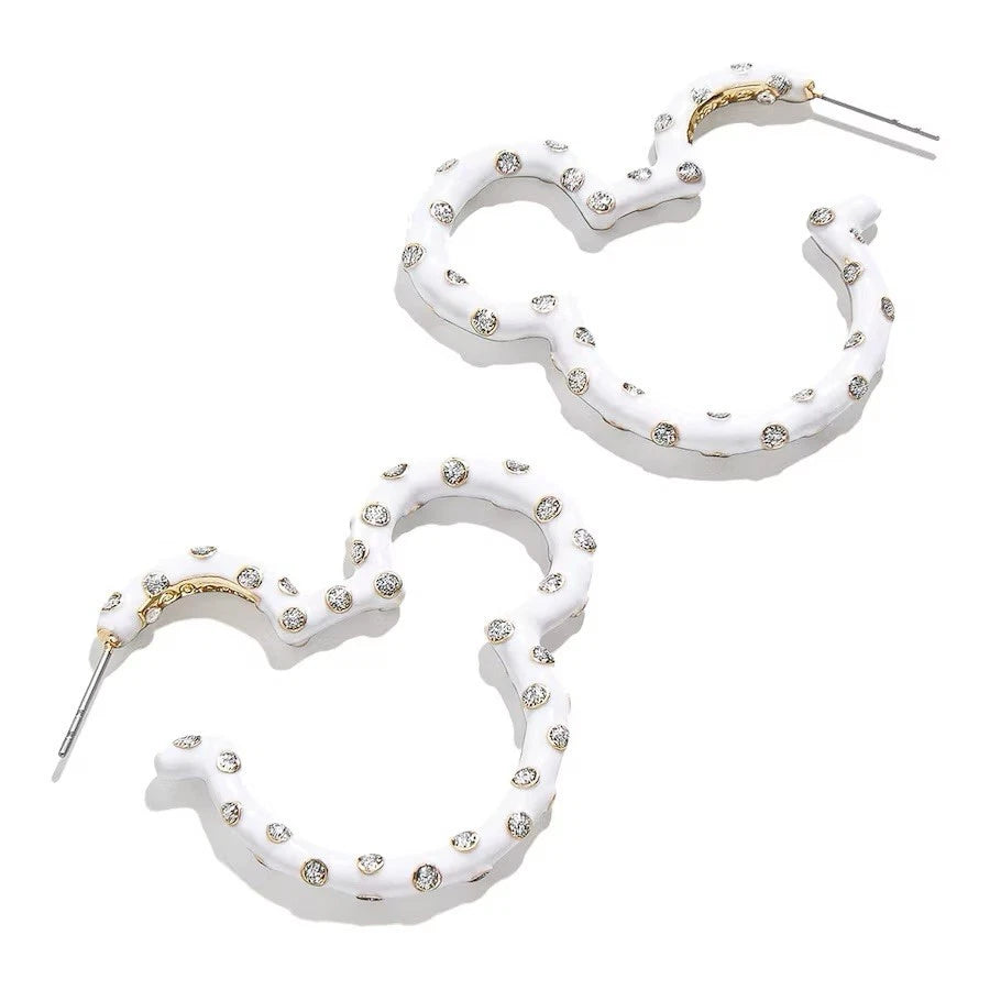 Mickey Mouse BaubleBar Women's White Polka Dot Hoop Earrings