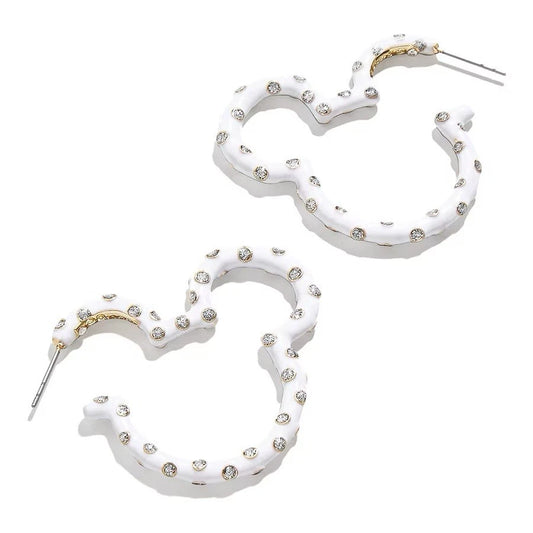 Mickey Mouse BaubleBar Women's White Polka Dot Hoop Earrings