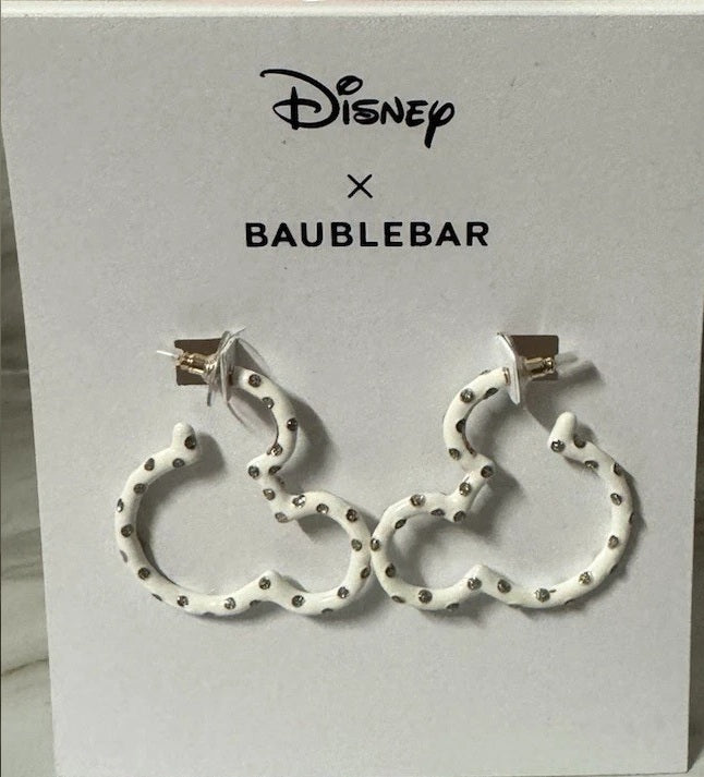 Mickey Mouse BaubleBar Women's White Polka Dot Hoop Earrings