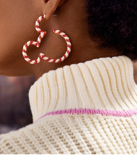Mickey & Friends BaubleBar Women's Candy Cane Hoop Earrings