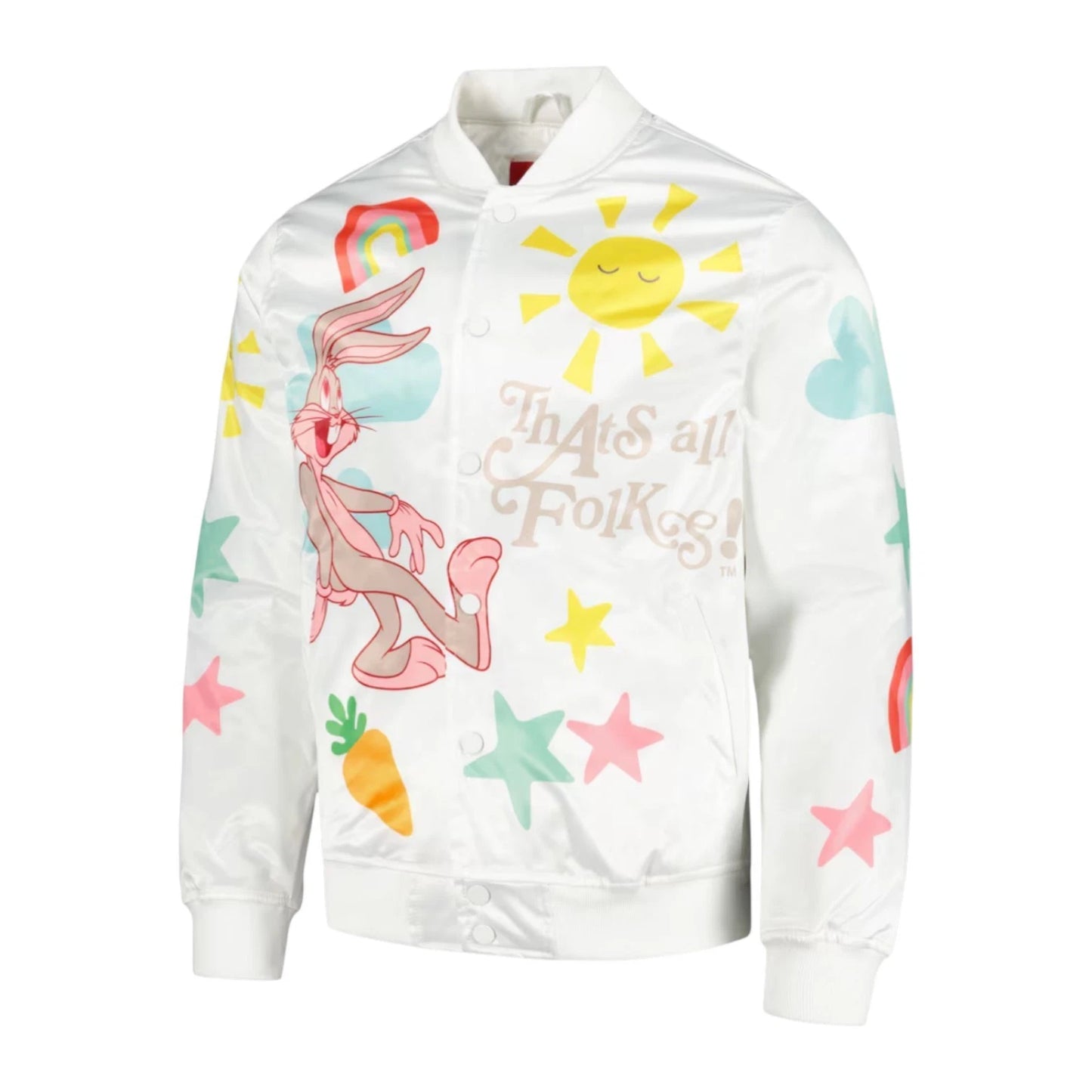 Bugs Bunny Looney Tunes Freeze Max Graphic Satin Full-Snap Jacket - Adults M