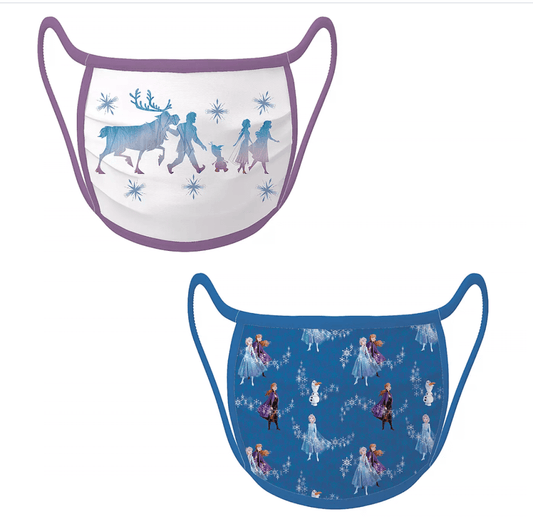 Disney Cloth Face Mask 2 Pack Set Frozen Anna Elsa Olaf Kids Adult