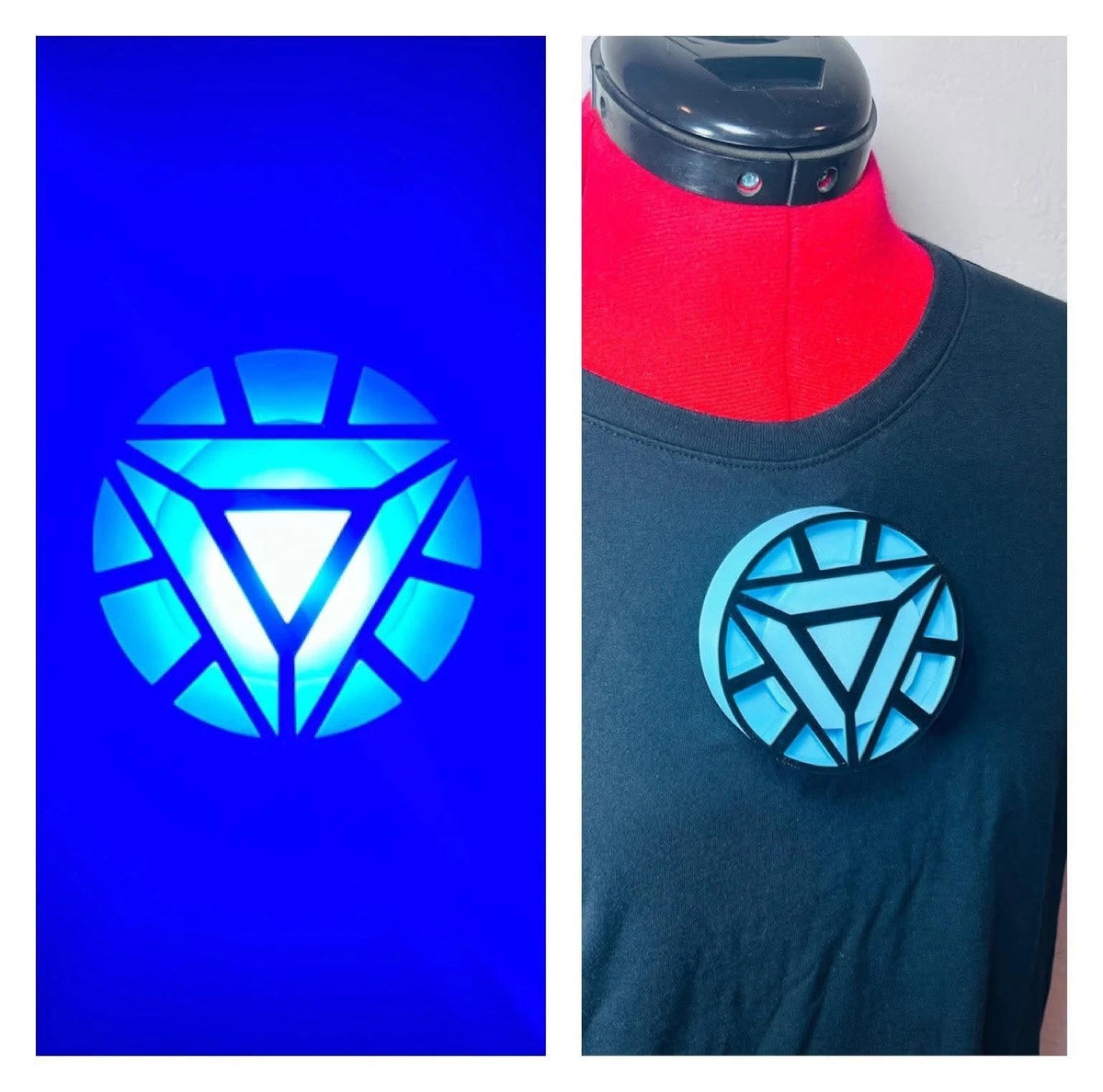 3D Custom Iron Man Inspired Light Up Arc Reactor Chest Piece Blue Glow Costume Cosplay Magnetic Accessory