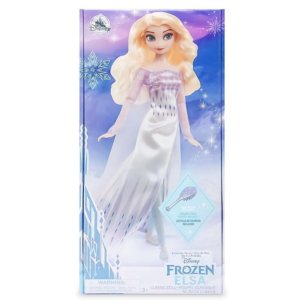 Disney Frozen 2 Elsa Snow Queen White Dress Princess Doll Figure w/ Brush