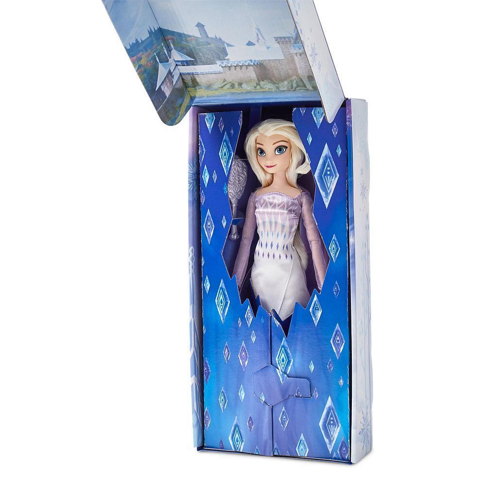 Disney Frozen 2 Elsa Snow Queen White Dress Princess Doll Figure w/ Brush