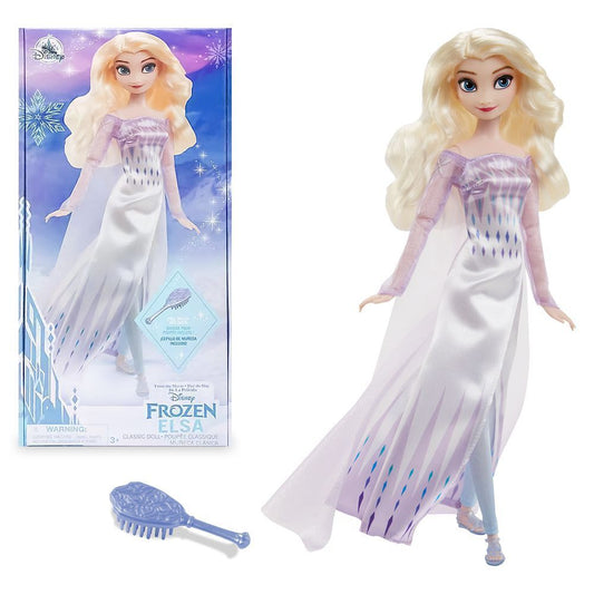 Disney Frozen 2 Elsa Snow Queen White Dress Princess Doll Figure w/ Brush