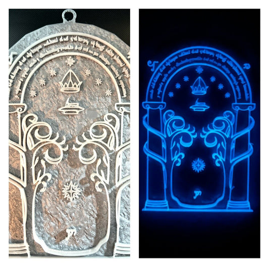 3D Lord of the Rings Inspired Moria Gate Glow Dark 8" Custom Wall Sign LOTR + UV Light