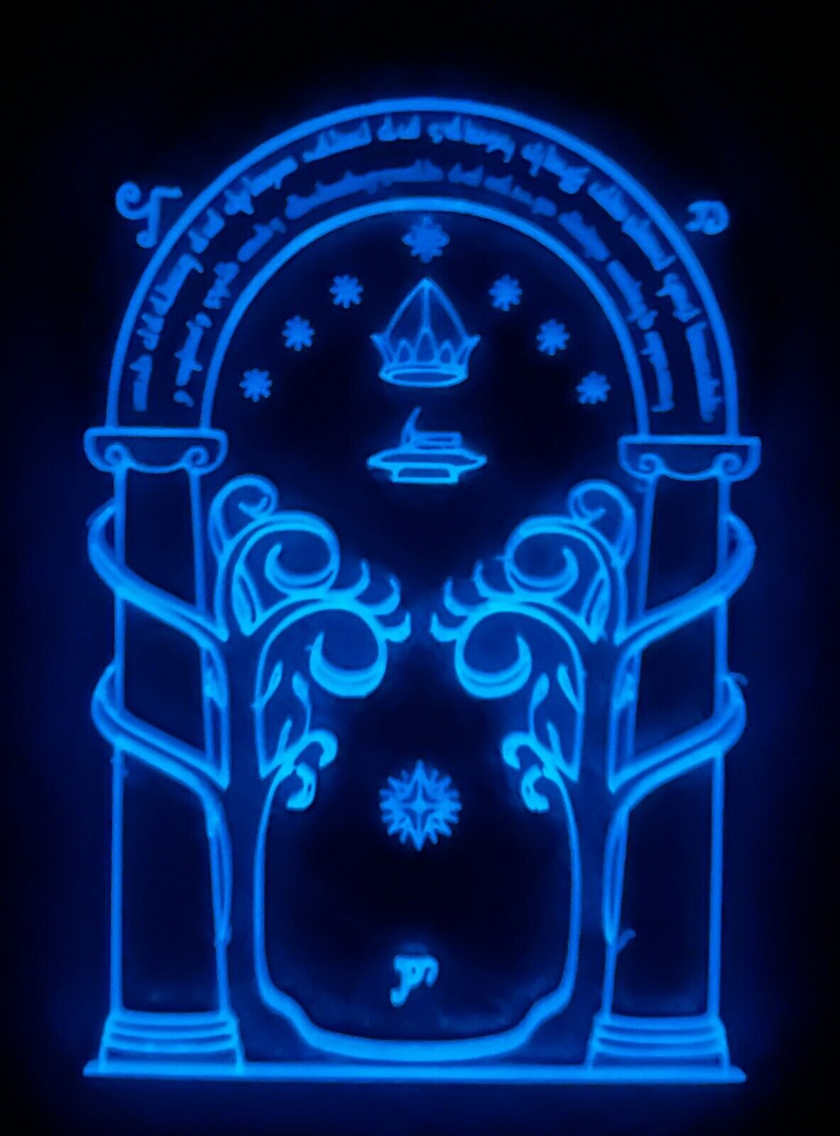 3D Lord of the Rings Inspired Moria Gate Glow Dark 8" Custom Wall Sign LOTR + UV Light