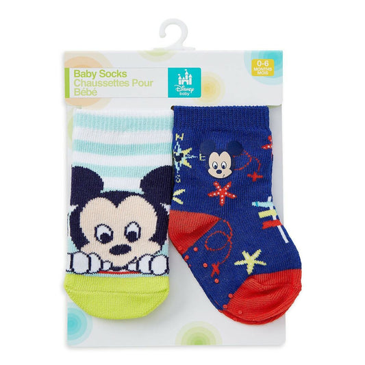 Disney Mickey Mouse 2pc Cute Sock Set For Baby 0 6 Months