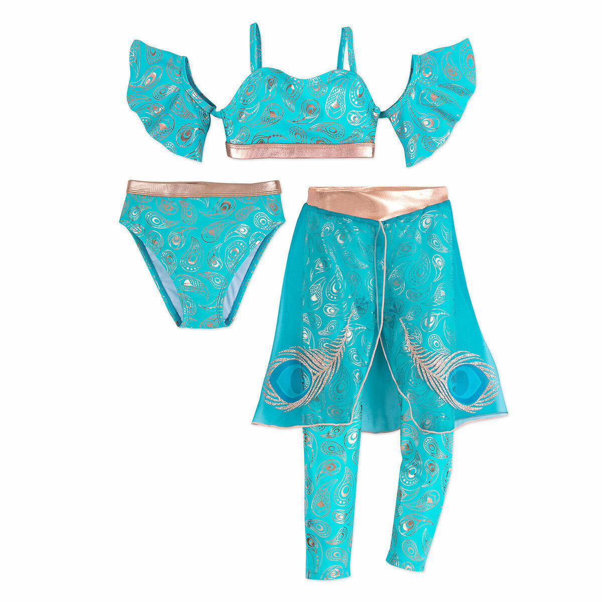 Disney Aladdin - Princess Jasmine Deluxe 3pc Swimsuit Costume Set Girls Toddler Size 2