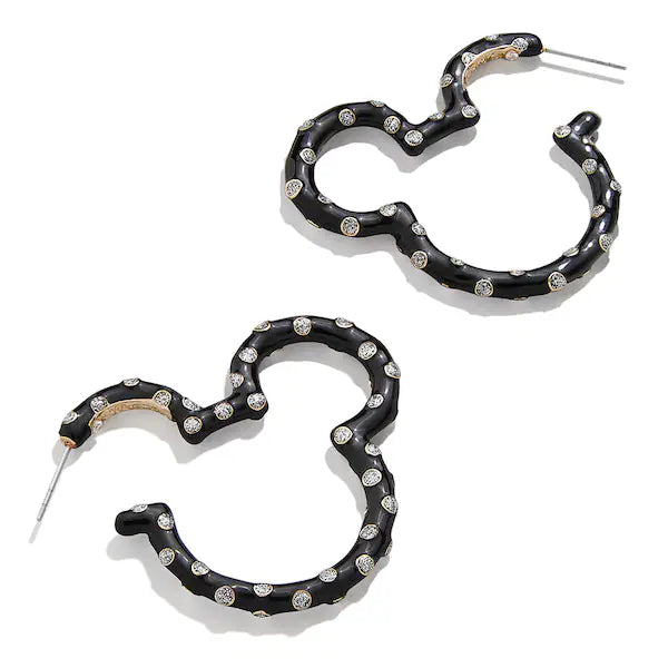 Mickey & Friends BaubleBar Women's Black Polka Dot Hoop Earrings