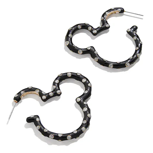 Mickey & Friends BaubleBar Women's Black Polka Dot Hoop Earrings