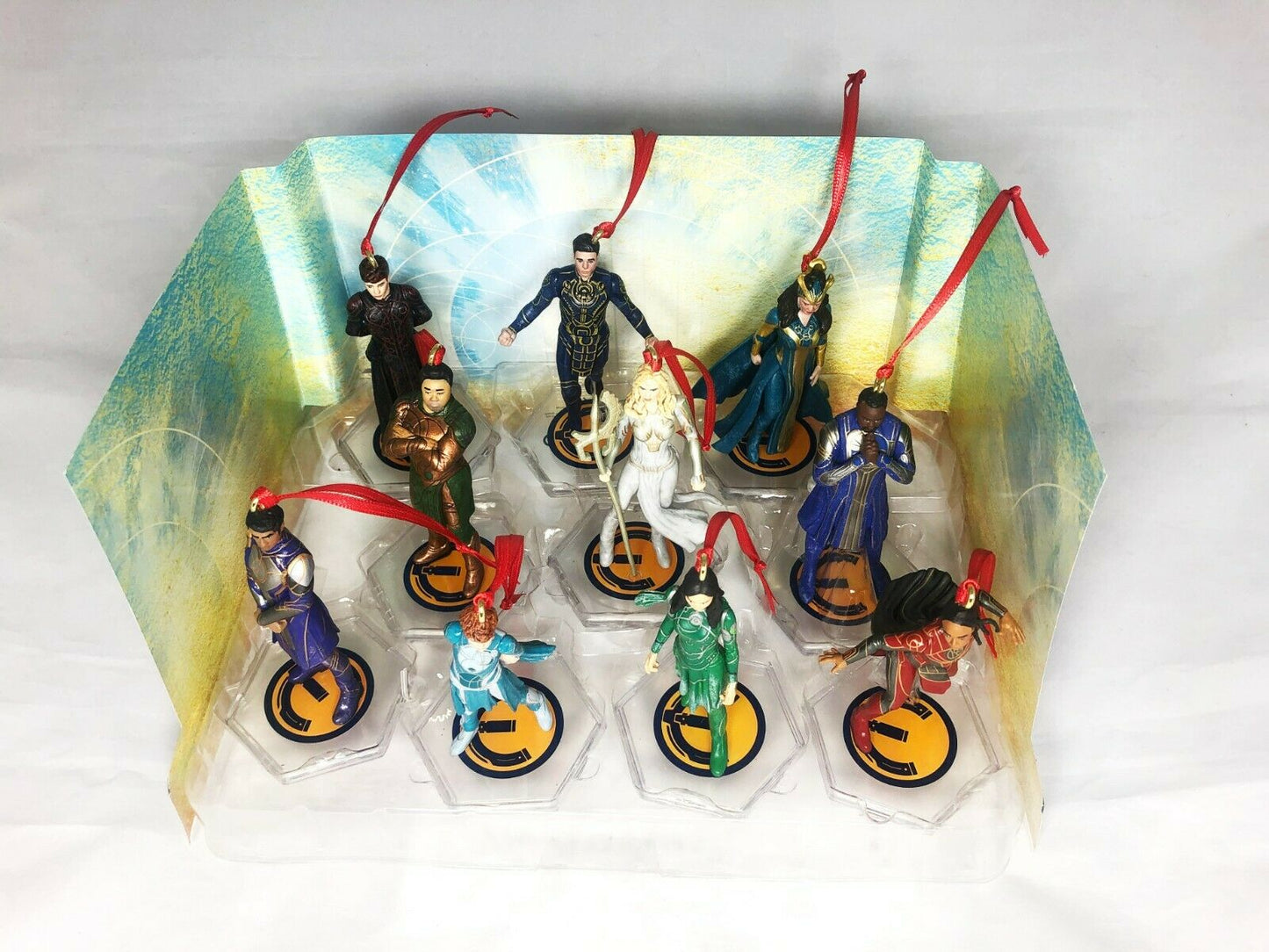 Disney Marvel Eternals 10pc Custom Christmas Ornaments Figure Deluxe Set Super Hero