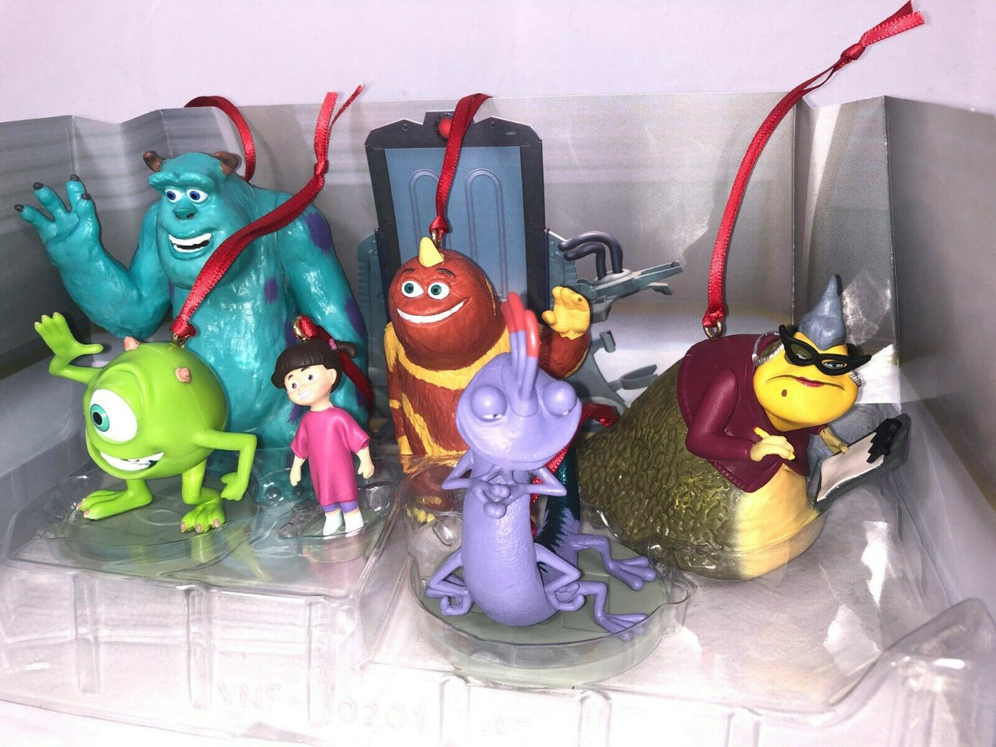 Disney Monsters Inc. 6pc Custom Christmas Ornaments Figure Set Sulley Boo Randall Mike Sulley Roz