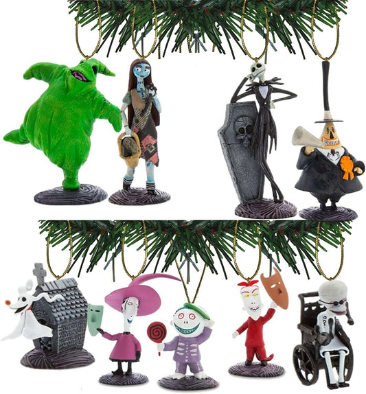 Nightmare Before Christmas 9pc Custom Christmas Ornaments Set Jack Sally Oogie Zero