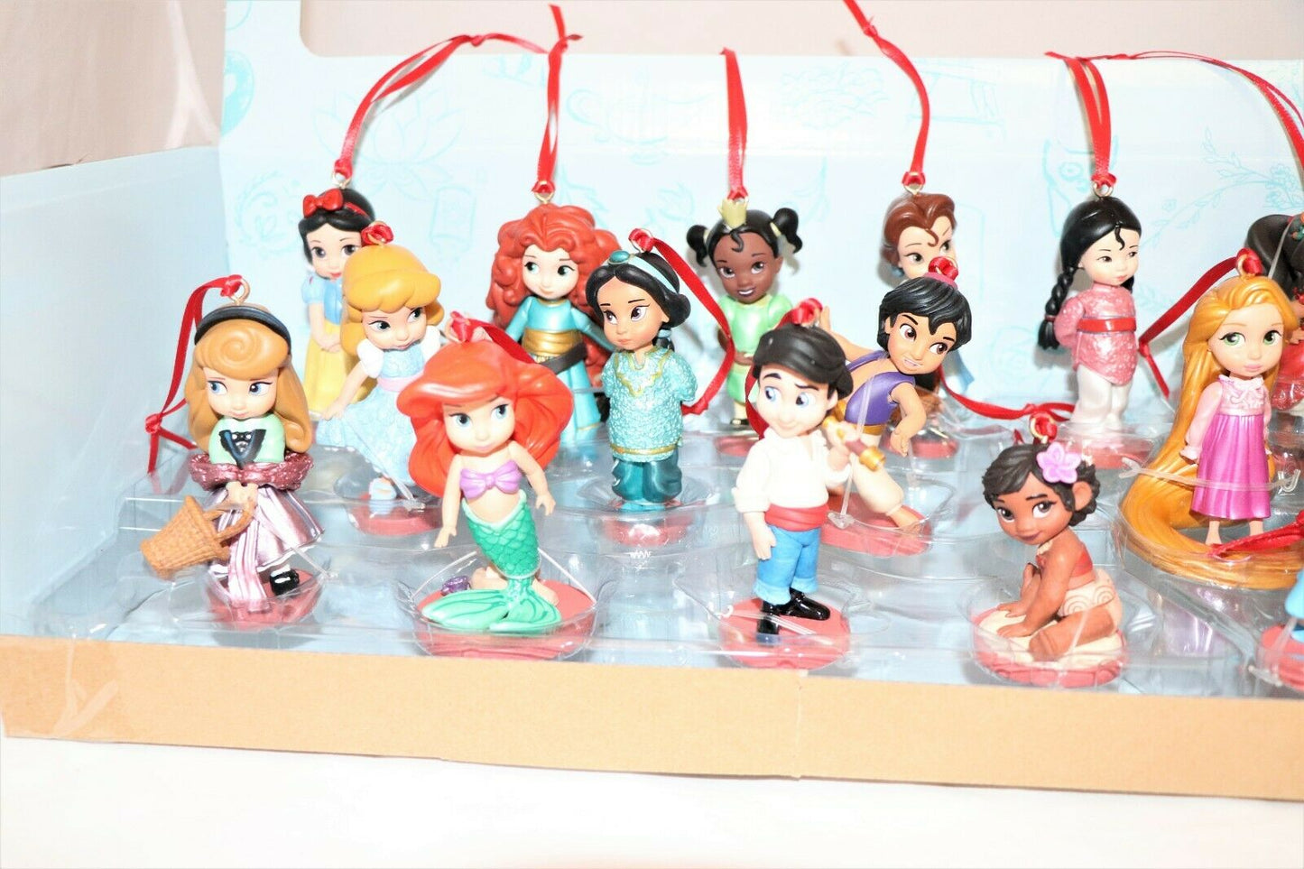 Disney Animators Collection Custom Christmas Ornaments Deluxe Figure 20pc Set