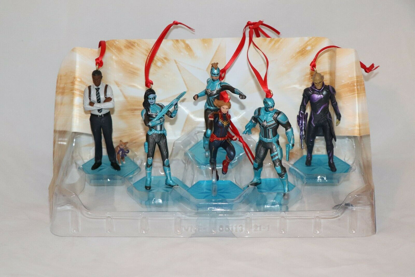 Disney Captain Marvel Custom Christmas Ornaments 6pc Figure Set Nick Fury Starforce Talos