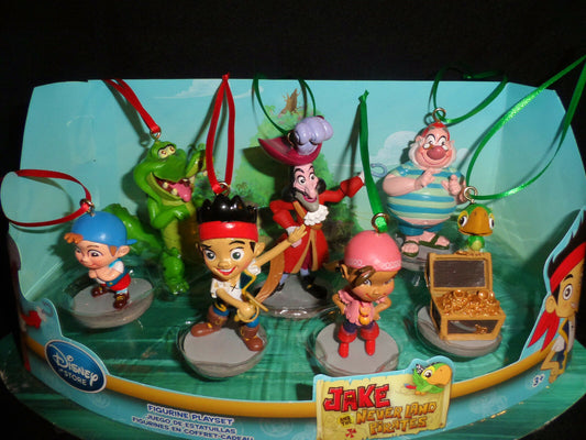 Jake & the Never Land Pirates Custom Christmas Ornaments 7pc Set Croc Smee Hook
